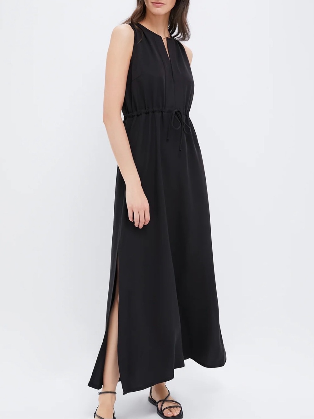 Tuckernuck Emerson Fry Black Tencel Grecian Keyhole Dress Sleeveless Size 4